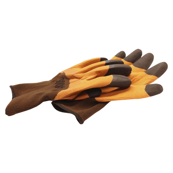 Перчатки нейлоновые с вспененным латексным покрытием, коричневая (глубокий облив)